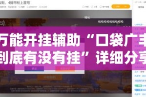 万能开挂辅助“口袋广丰到底有没有挂”详细分享装挂步骤
