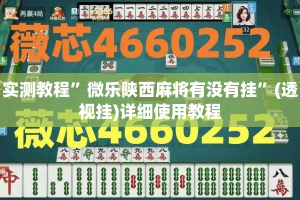 实测教程”微乐陕西麻将有没有挂”(透视挂)详细使用教程