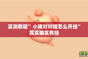 实测教程”小猪对对碰怎么开挂”其实确实有挂