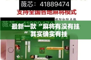 最新一款“麻将有没有挂”其实确实有挂