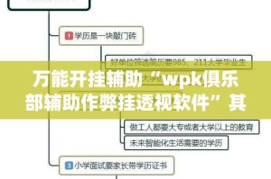 万能开挂辅助“wpk俱乐部辅助作弊挂透视软件”其实确实有挂