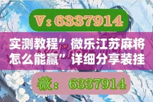 实测教程”微乐江苏麻将怎么能赢”详细分享装挂步骤