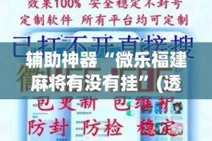 辅助神器“微乐福建麻将有没有挂”(透视挂)详细使用教程