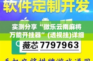 实测分享“微乐云南麻将万能开挂器”(透视挂)详细使用教程