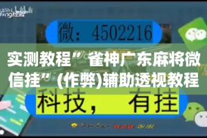 实测教程”雀神广东麻将微信挂”(作弊)辅助透视教程