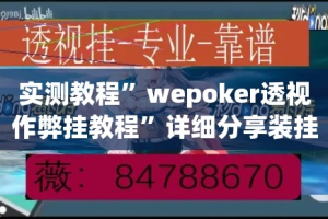 实测教程”wepoker透视作弊挂教程”详细分享装挂步骤