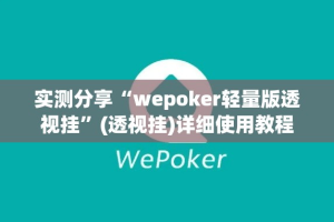 实测分享“wepoker轻量版透视挂”(透视挂)详细使用教程