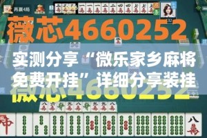 实测分享“微乐家乡麻将免费开挂”详细分享装挂步骤