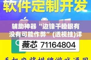 辅助神器“边锋干瞪眼有没有可能作弊”(透视挂)详细使用教程