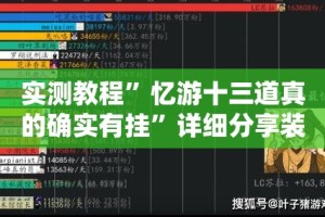 实测教程”忆游十三道真的确实有挂”详细分享装挂步骤