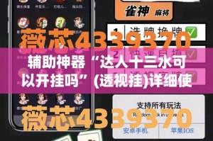 辅助神器“达人十三水可以开挂吗”(透视挂)详细使用教程