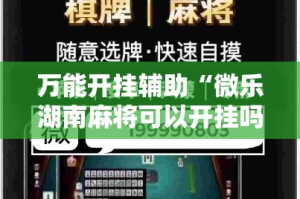 万能开挂辅助“微乐湖南麻将可以开挂吗”其实确实有挂