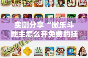 实测分享“微乐斗地主怎么开免费的挂”详细分享装挂步骤