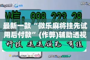 最新一款“微乐麻将挂先试用后付款”(作弊)辅助透视教程
