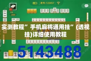 实测教程”手机麻将通用挂”(透视挂)详细使用教程