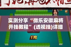 实测分享“微乐安徽麻将开挂教程”(透视挂)详细使用教程