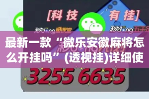 最新一款“微乐安徽麻将怎么开挂吗”(透视挂)详细使用教程