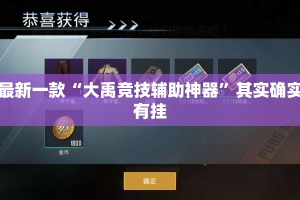 最新一款“大禹竞技辅助神器”其实确实有挂