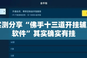 实测分享“佛手十三道开挂辅助软件”其实确实有挂