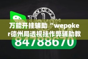 万能开挂辅助“wepoker德州局透视挂作弊辅助教程”详细分享装挂步骤