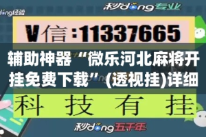 辅助神器“微乐河北麻将开挂免费下载”(透视挂)详细使用教程
