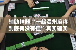 辅助神器“一起温州麻将到底有没有挂”其实确实有挂