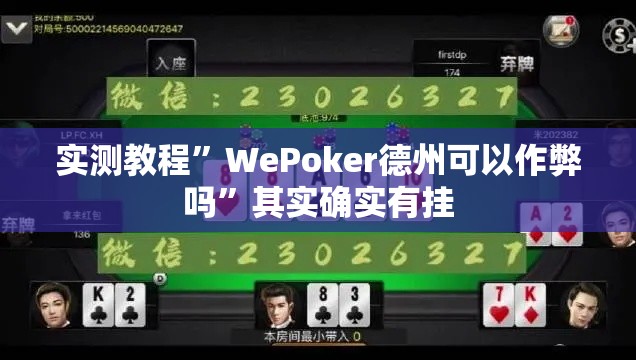 实测教程”WePoker德州可以作弊吗	”其实确实有挂