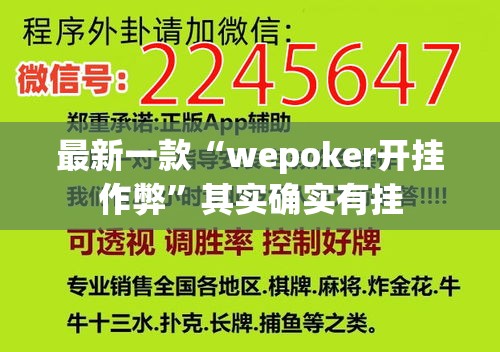 最新一款“wepoker开挂作弊	”其实确实有挂