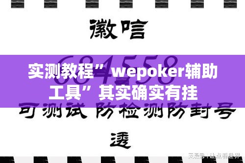 实测教程”wepoker辅助工具	”其实确实有挂
