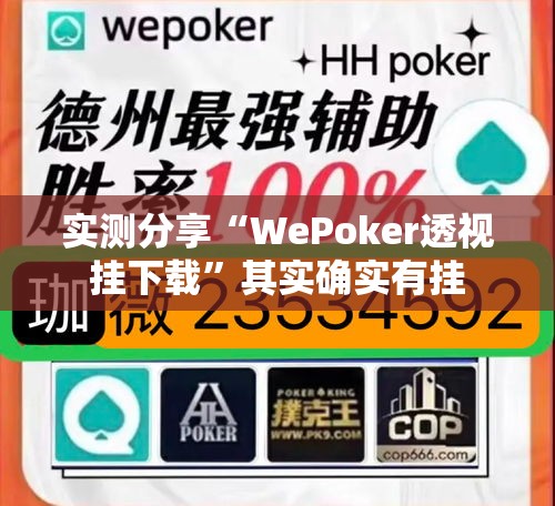 实测分享“WePoker透视挂下载”其实确实有挂