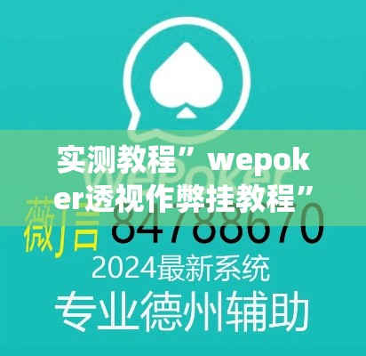 实测教程”wepoker透视作弊挂教程”详细分享装挂步骤