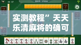 实测教程”天天乐清麻将的确可以开挂	”详细分享装挂步骤