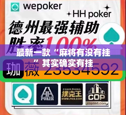 最新一款“麻将有没有挂”其实确实有挂