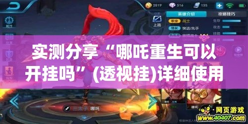 实测分享“哪吒重生可以开挂吗”(透视挂)详细使用教程