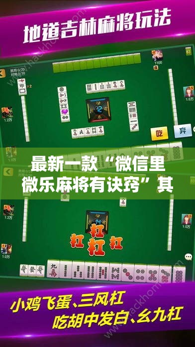 最新一款“微信里微乐麻将有诀窍”其实确实有挂