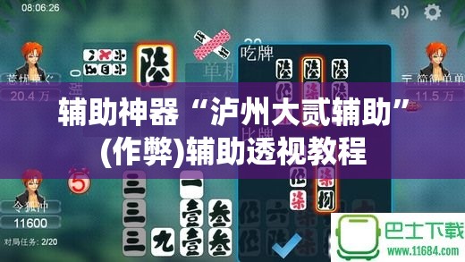 辅助神器“泸州大贰辅助	”(作弊)辅助透视教程