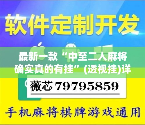 最新一款“中至二人麻将确实真的有挂”(透视挂)详细使用教程