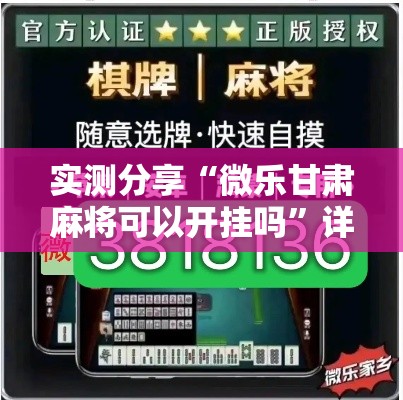 实测分享“微乐甘肃麻将可以开挂吗”详细分享装挂步骤