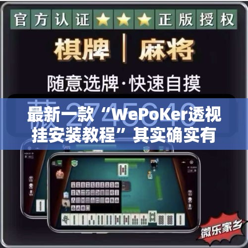 最新一款“WePoKer透视挂安装教程”其实确实有挂