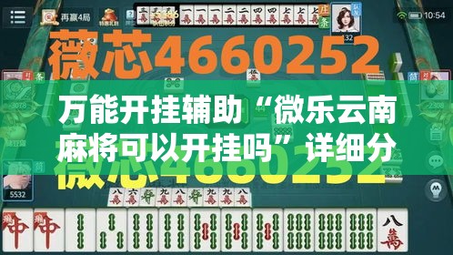万能开挂辅助“微乐云南麻将可以开挂吗”详细分享装挂步骤