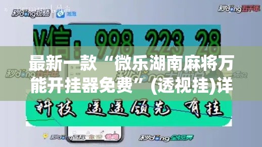 最新一款“微乐湖南麻将万能开挂器免费”(透视挂)详细使用教程