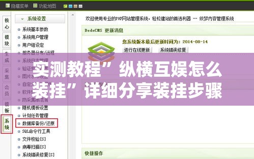 实测教程”纵横互娱怎么装挂	”详细分享装挂步骤