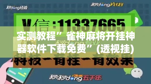 实测教程”雀神麻将开挂神器软件下载免费”(透视挂)详细使用教程