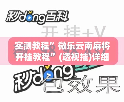实测教程”微乐云南麻将开挂教程”(透视挂)详细使用教程