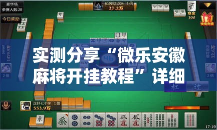 实测分享“微乐安徽麻将开挂教程”详细分享装挂步骤