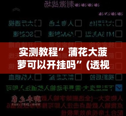 实测教程	”蒲花大菠萝可以开挂吗”(透视挂)详细使用教程