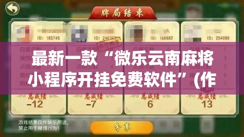 最新一款“微乐云南麻将小程序开挂免费软件”(作弊)辅助透视教程