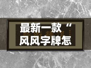 最新一款“风风字牌怎么开挂”详细分享装挂步骤