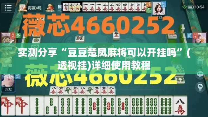 实测分享“豆豆楚凤麻将可以开挂吗”(透视挂)详细使用教程