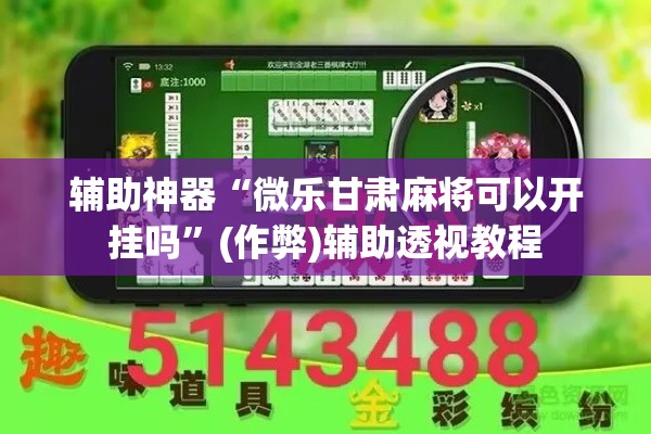 辅助神器“微乐甘肃麻将可以开挂吗”(作弊)辅助透视教程